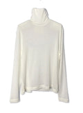 Women's Silk/ Cashemre Jersey LS TURTLE - White