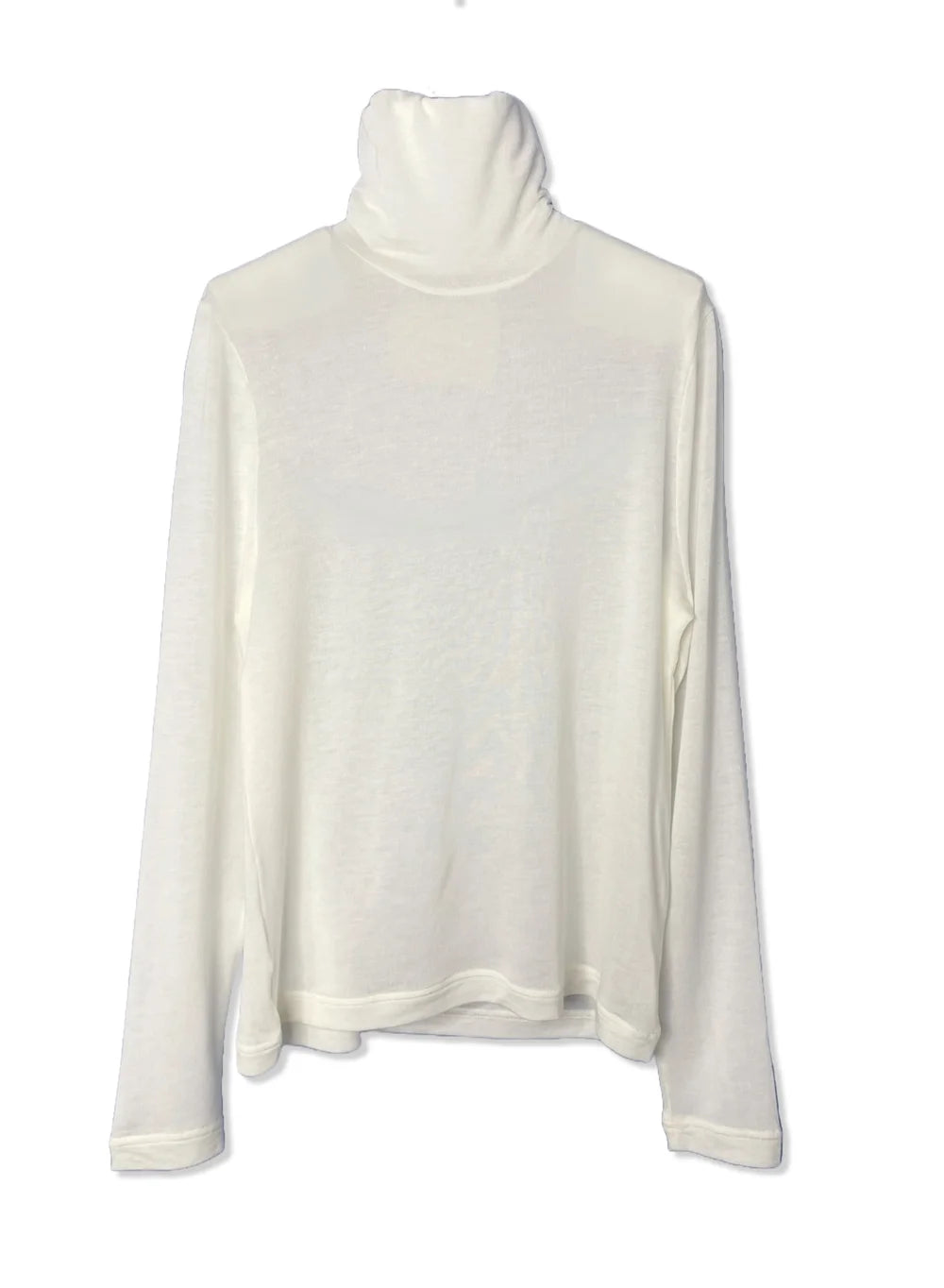 Women's Silk/ Cashemre Jersey LS TURTLE - White