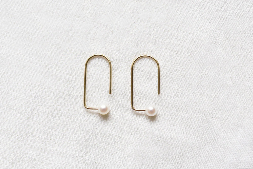Earrings Threaders Pearl 14K Gold Filled