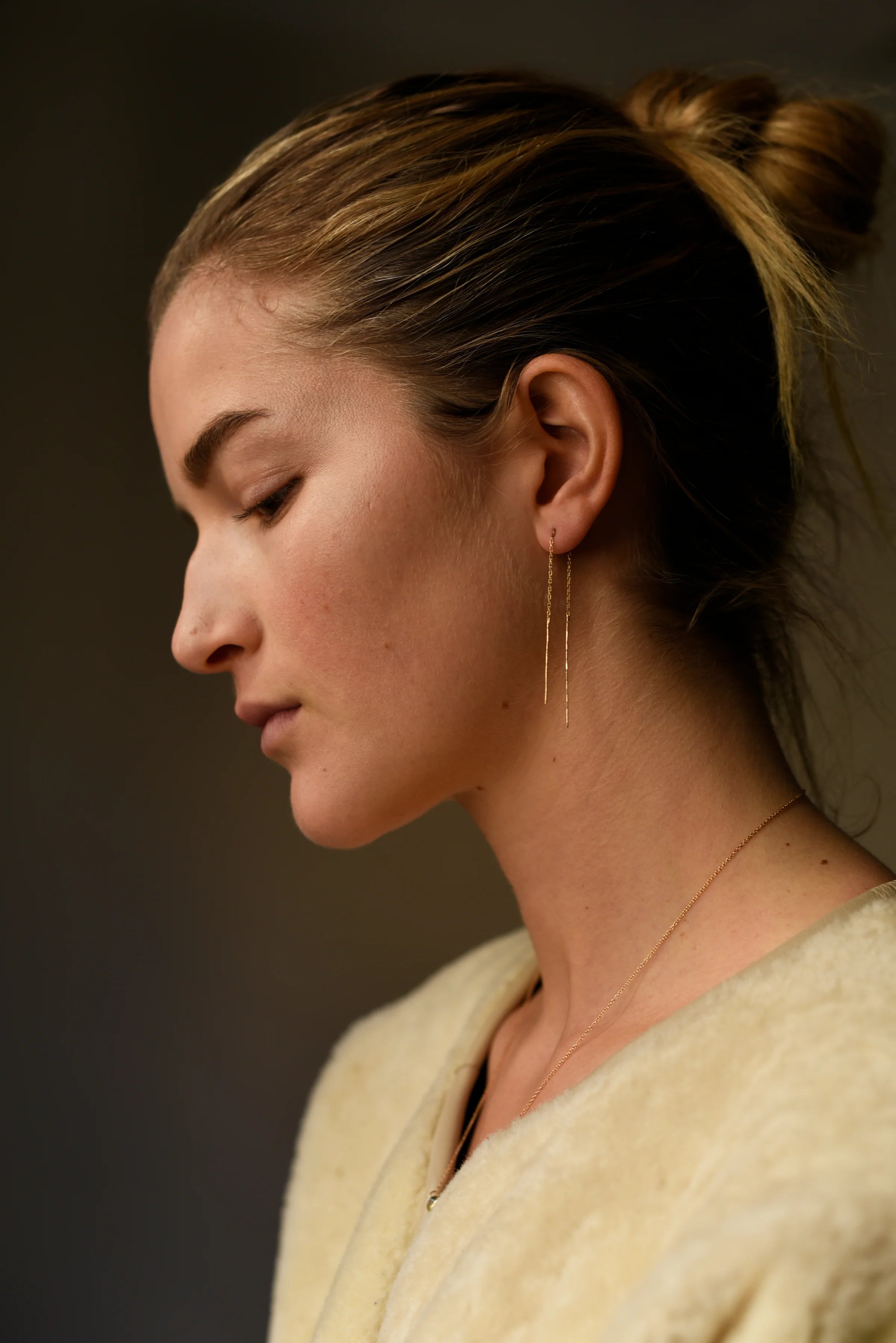 Earrings Threaders Chain Short 14K Gold Filled