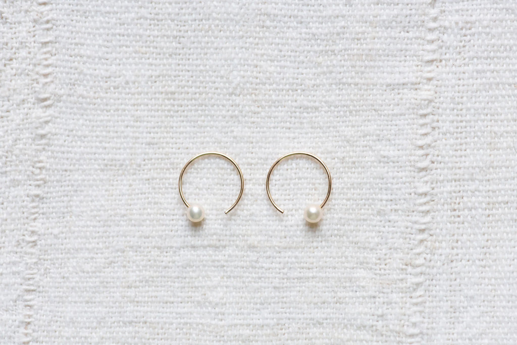 Earrings Threaders Pearl 14K Gold Filled