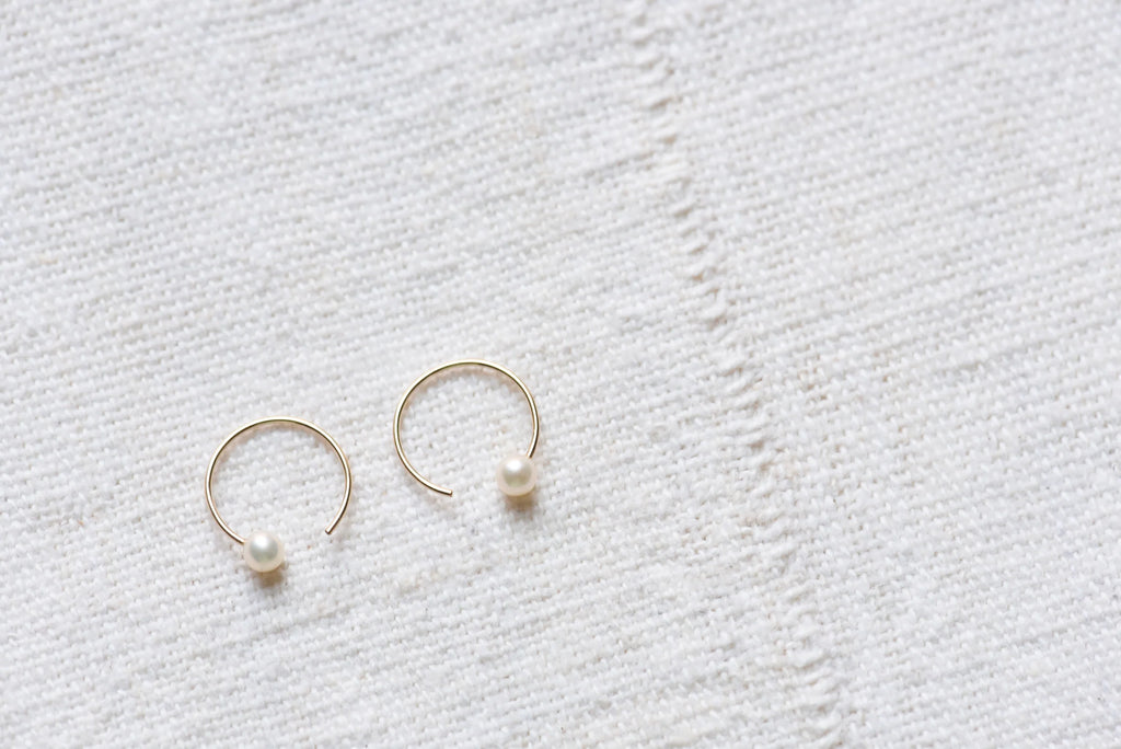 Earrings Threaders Pearl 14K Gold Filled