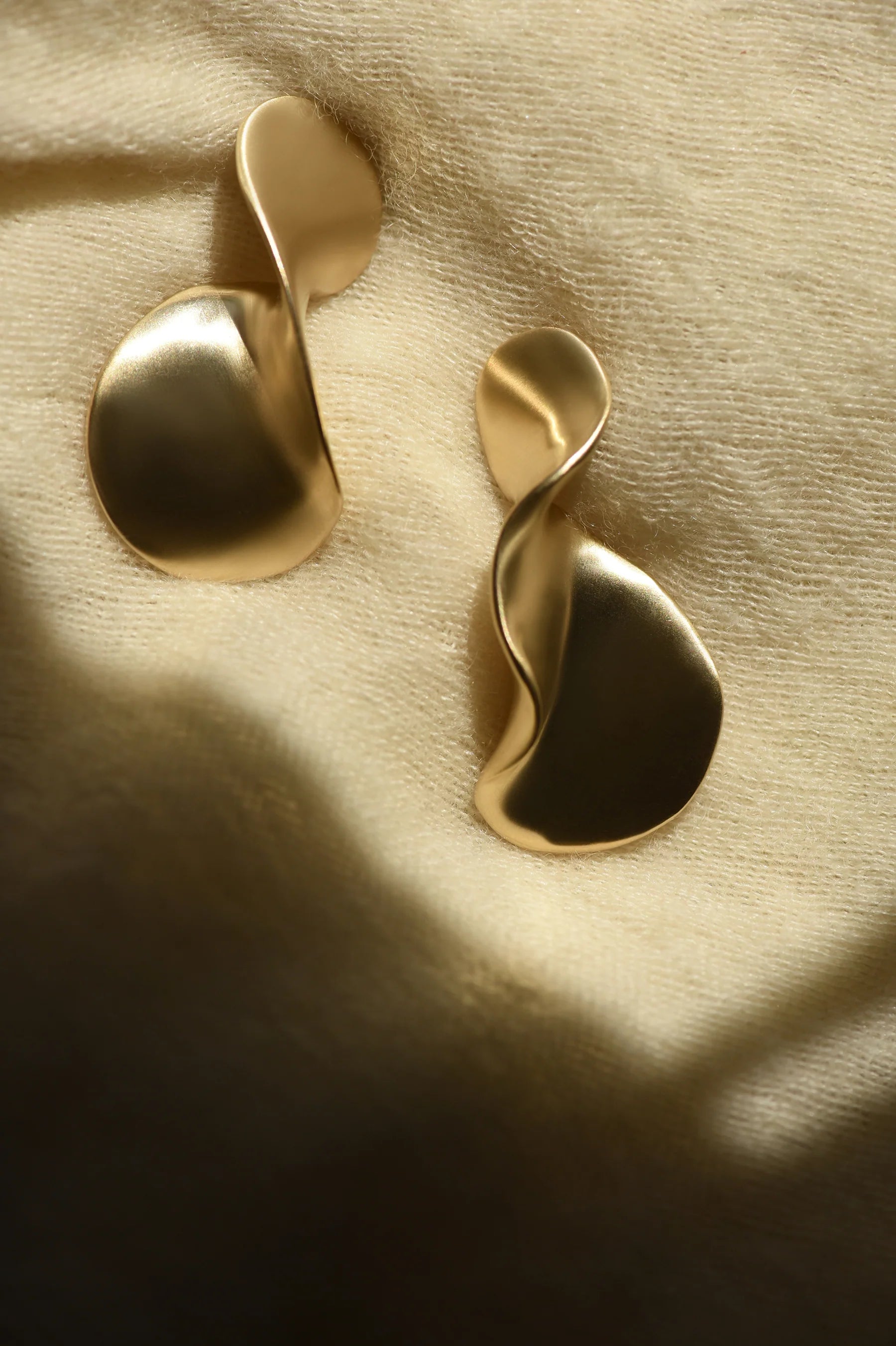 Earrings Studs Large Brass Wave