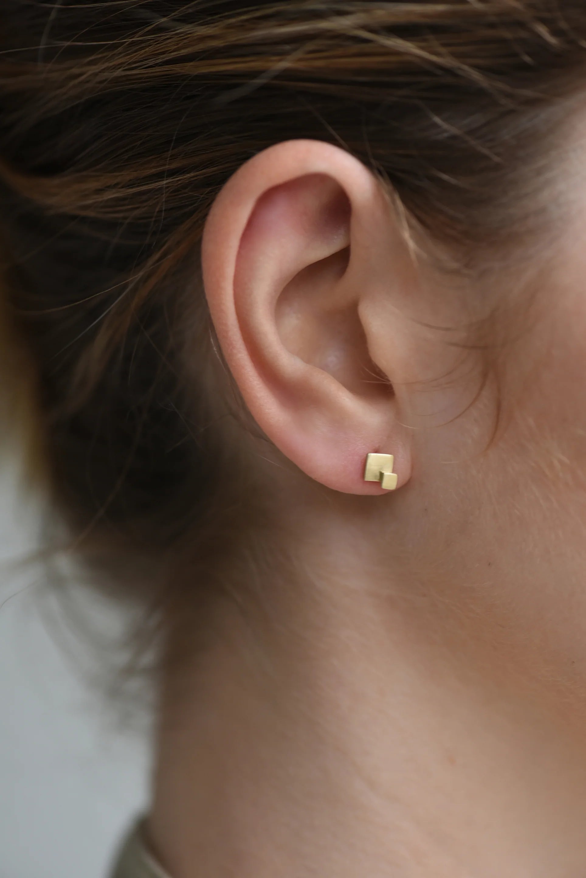 Earrings Studs Set of 4 Brass