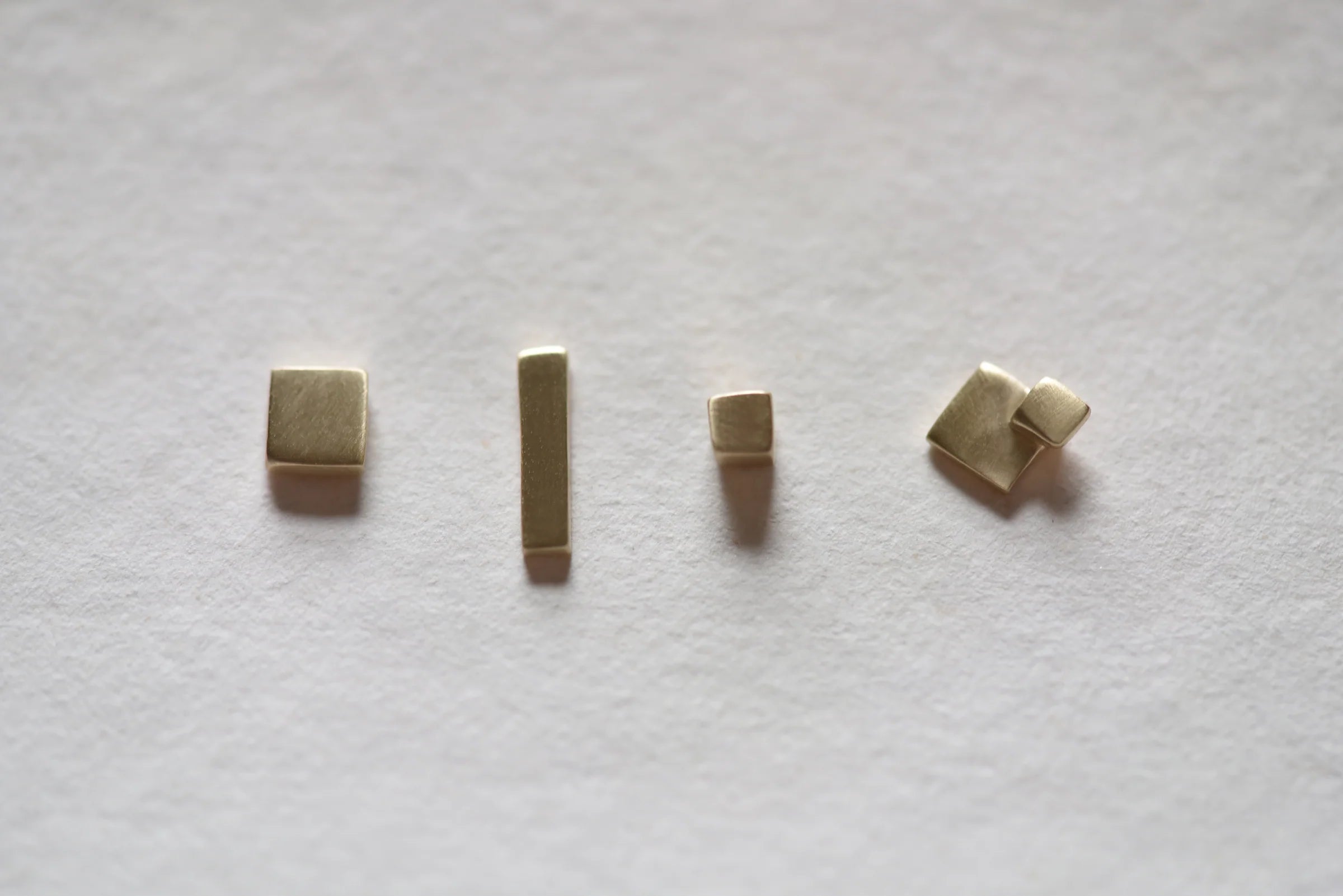 Earrings Studs Set of 4 Brass