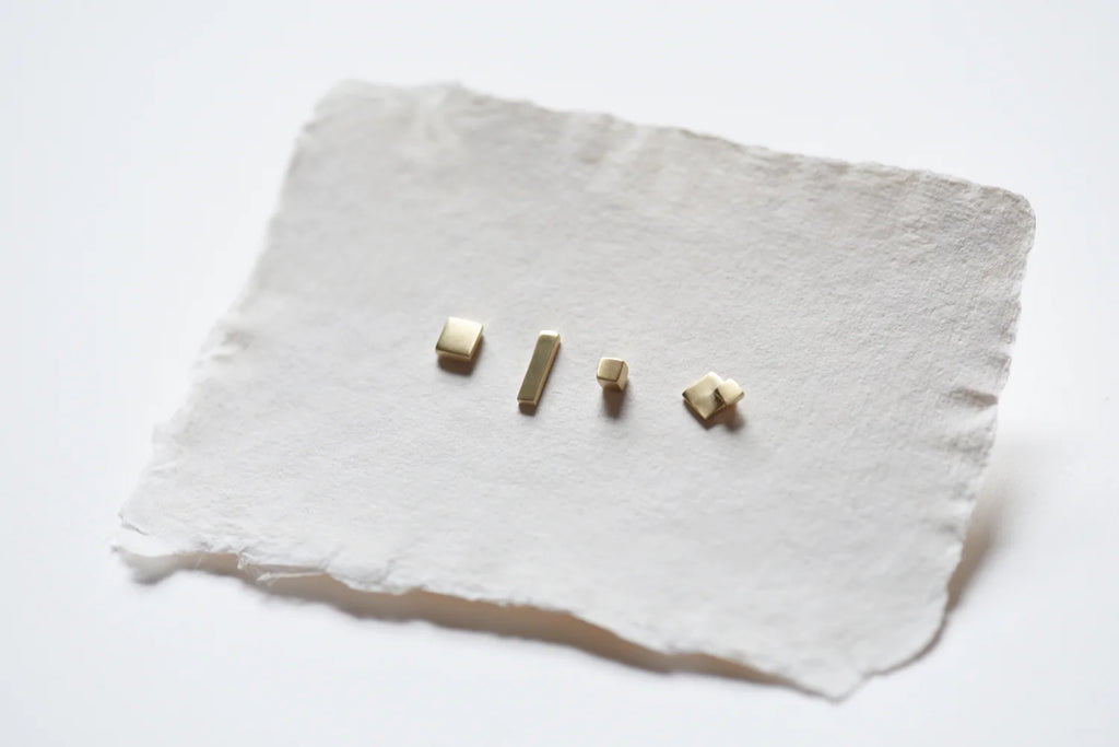 Earrings Studs Set of 4 Brass