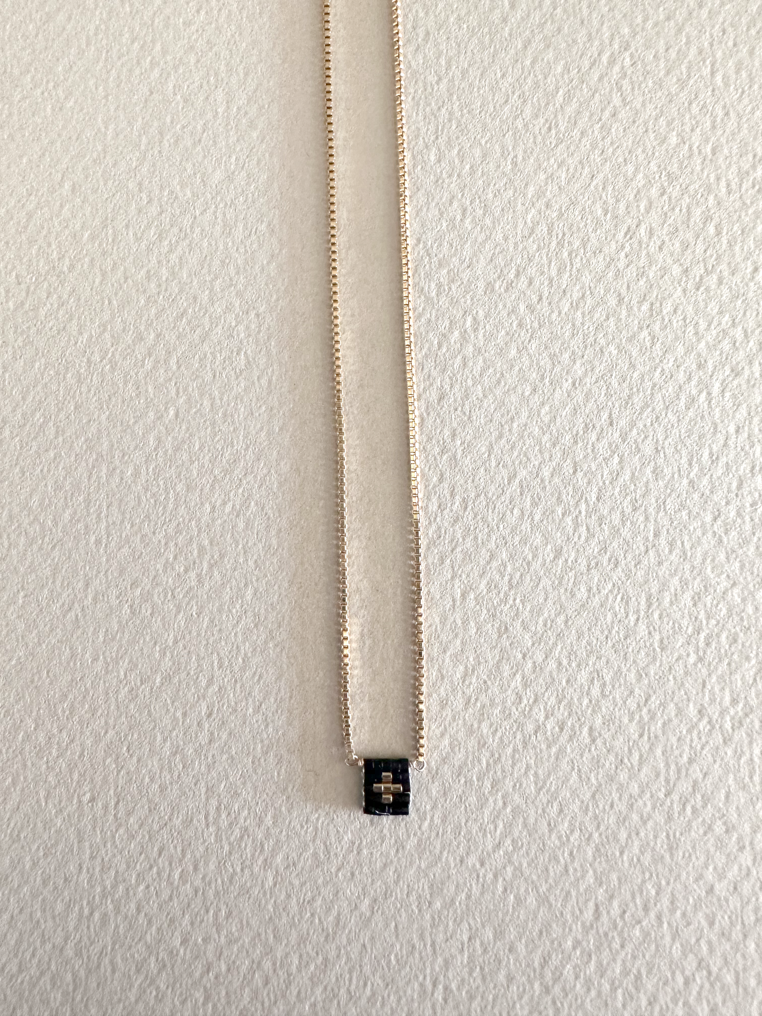 14kt gold fill chain with Hand Beaded Flag