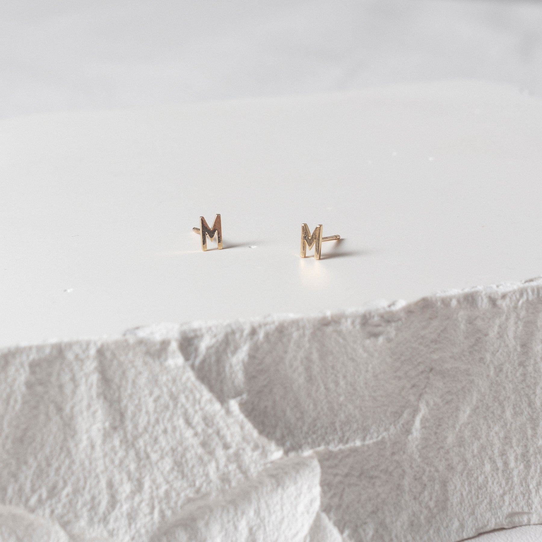 14k Gold Initial Post Earrings