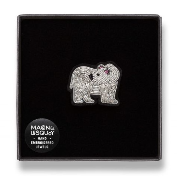 Hand Embroidered Brooch: Polar Bear