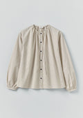 Gathered Neck Mini Stripe Shirt