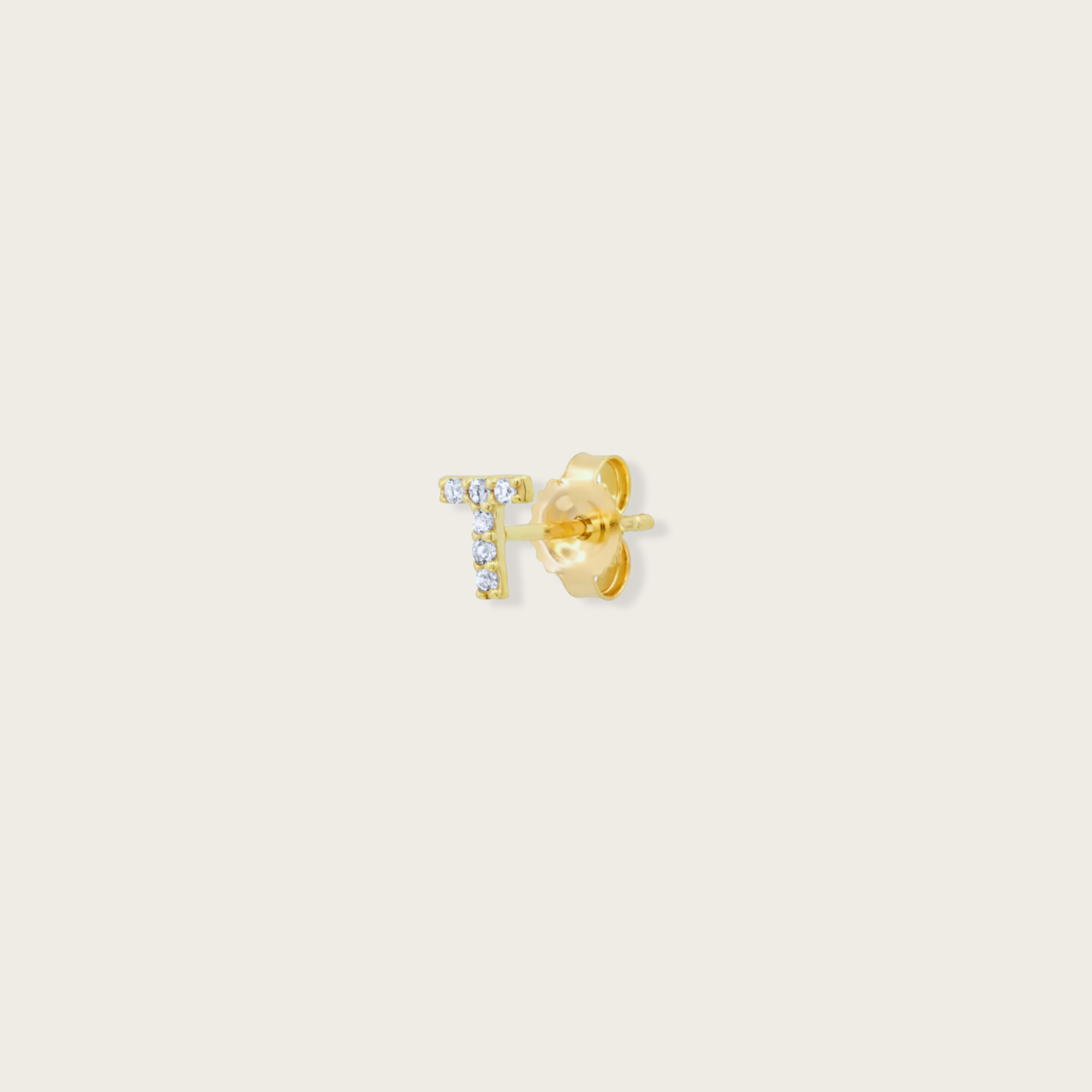 14K Gold & White Sapphire Monogram Single Stud