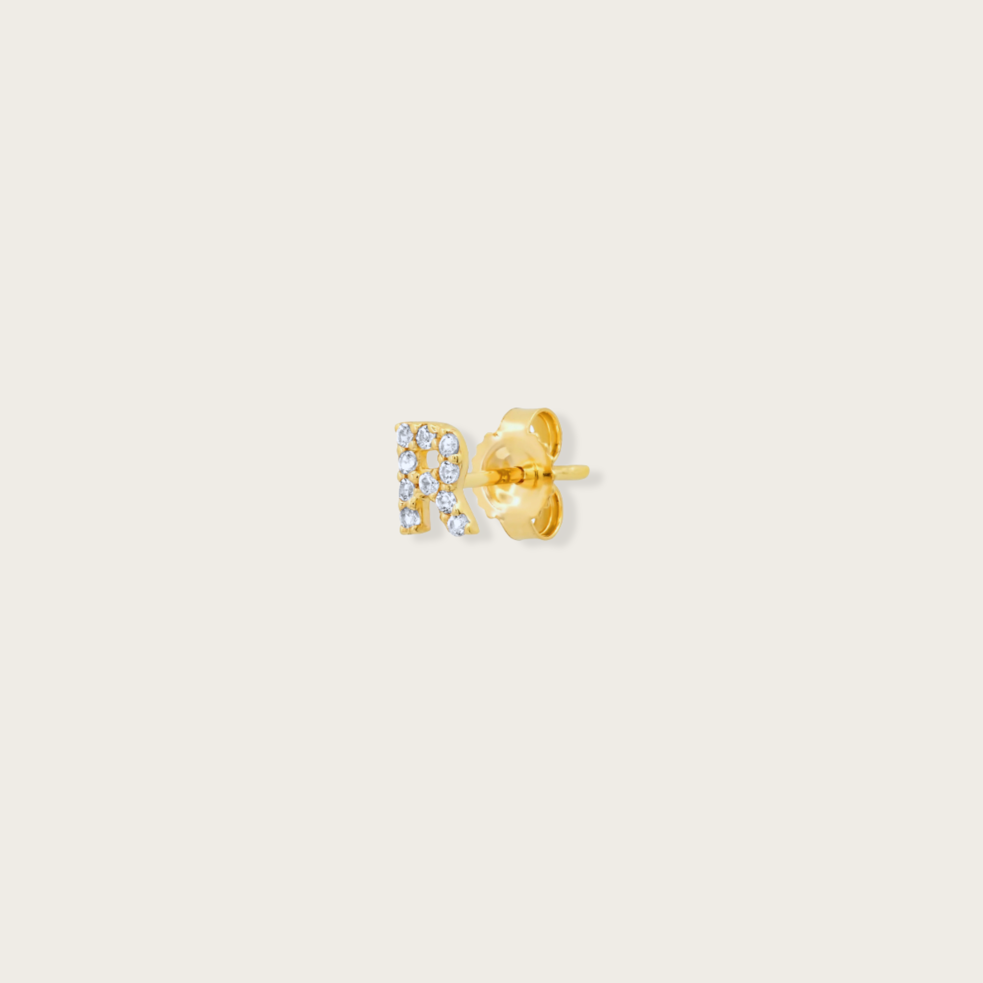 14K Gold & White Sapphire Monogram Single Stud