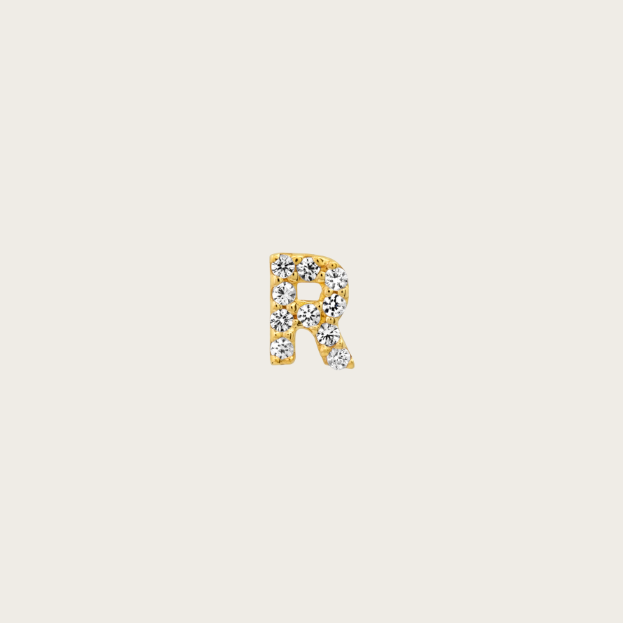 14K Gold & White Sapphire Monogram Single Stud