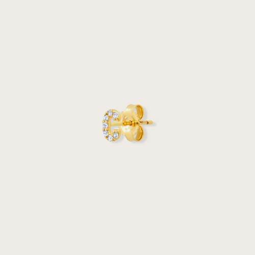 14K Gold & White Sapphire Monogram Single Stud