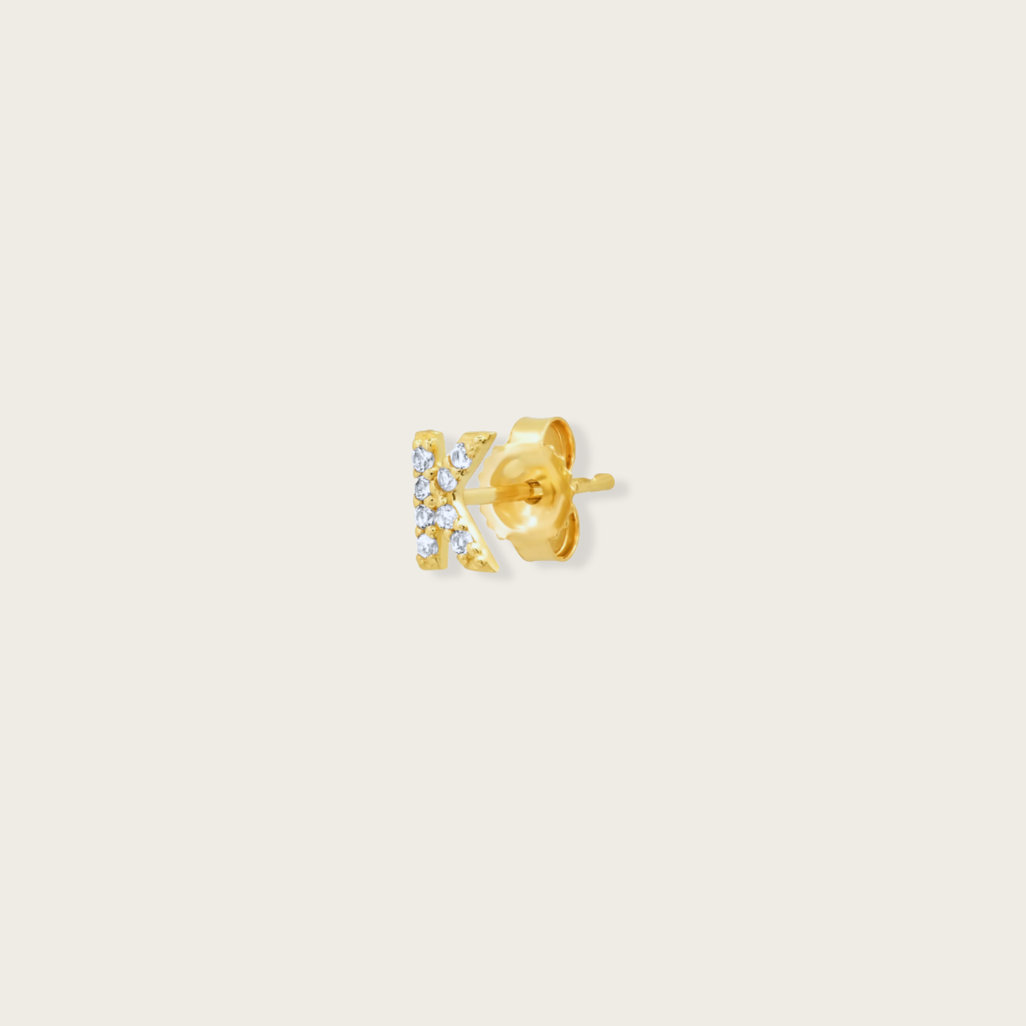 14K Gold & White Sapphire Monogram Single Stud