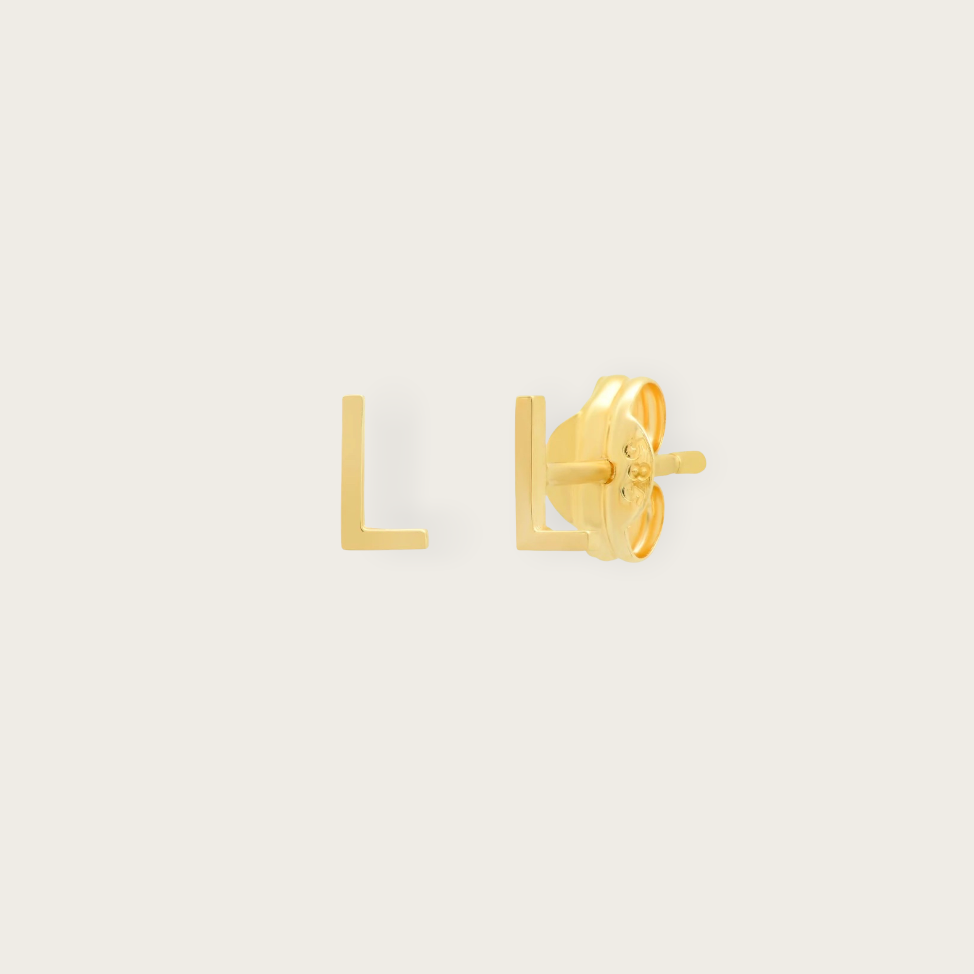 14k Gold Initial Post Earrings