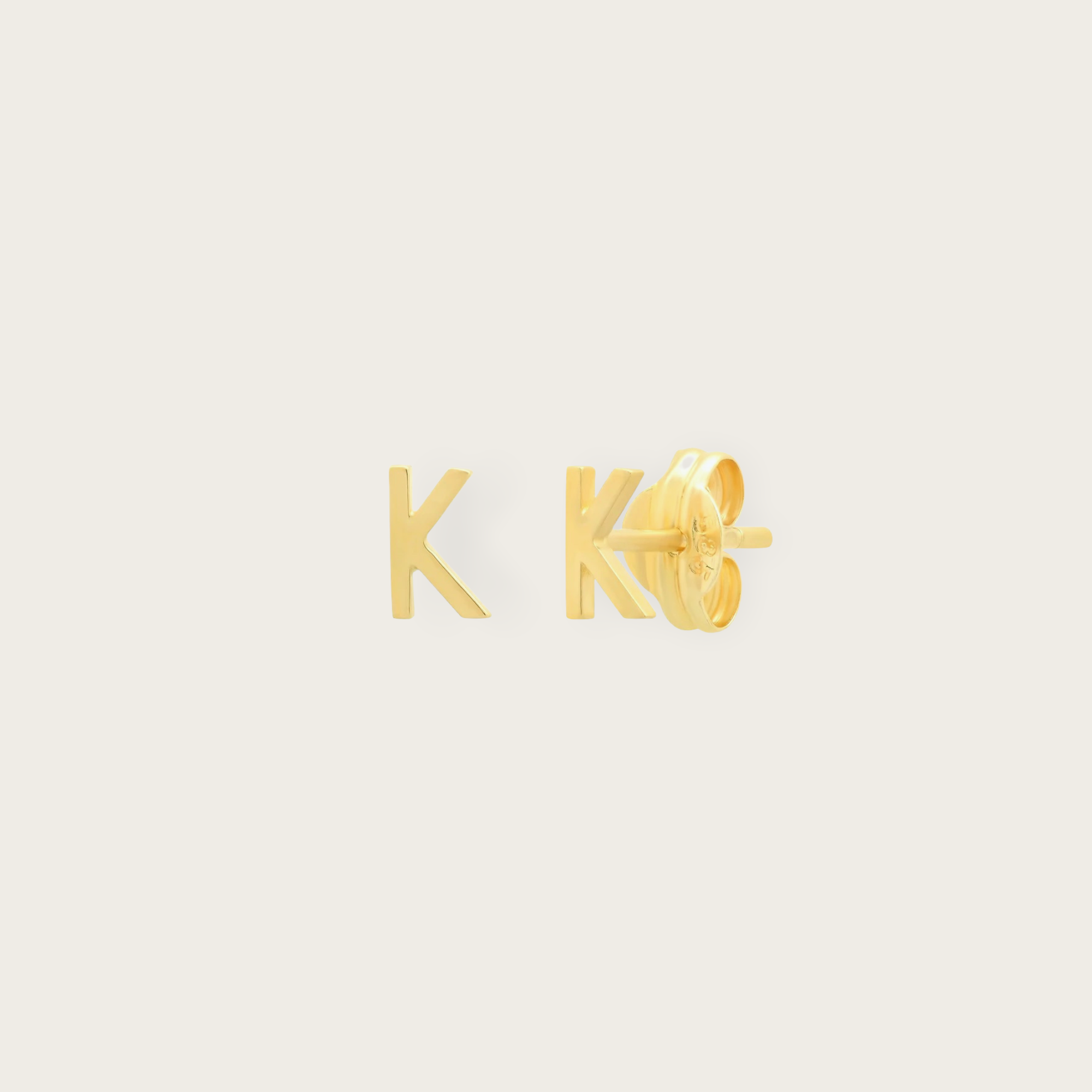 14k Gold Initial Post Earrings