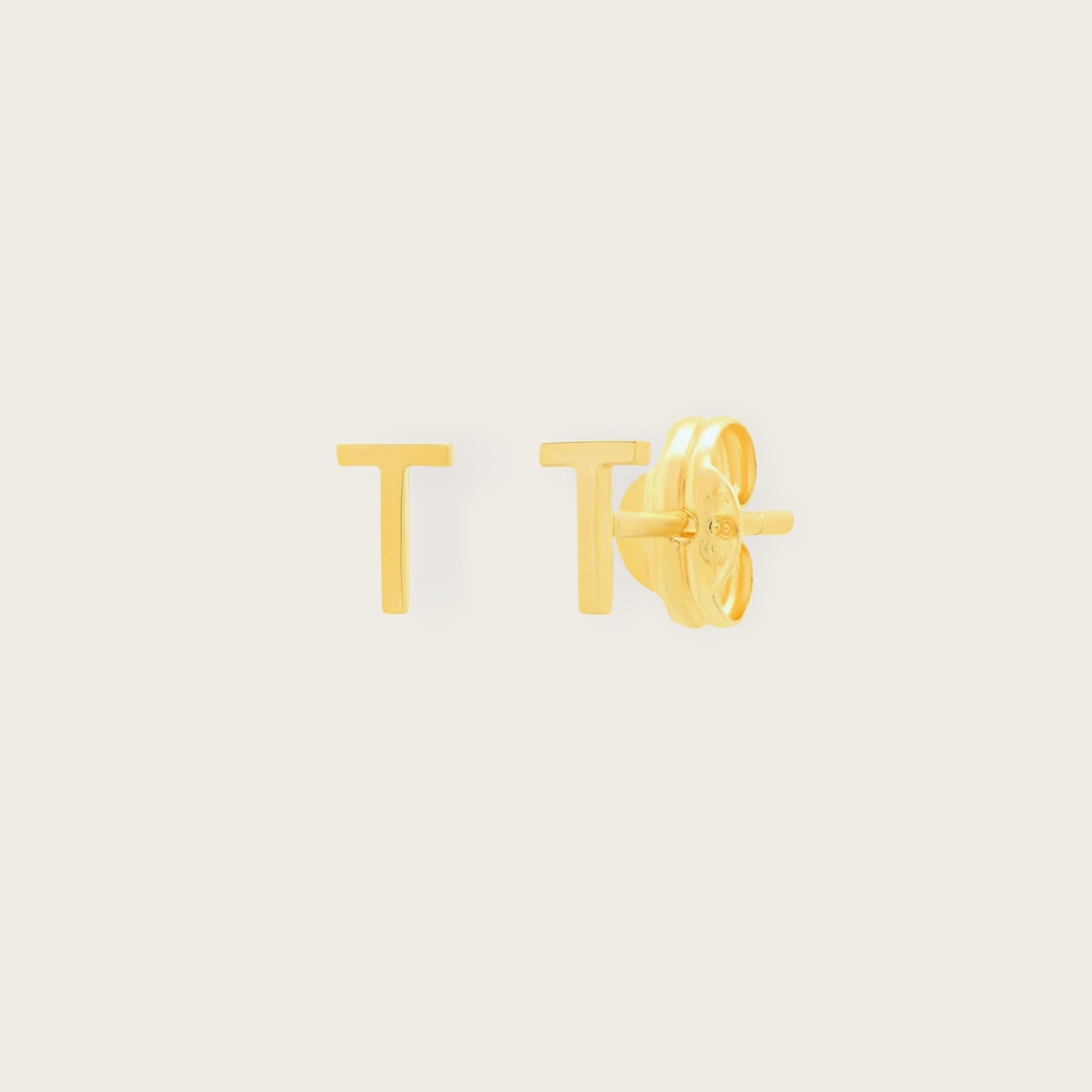 14k Gold Initial Post Earrings
